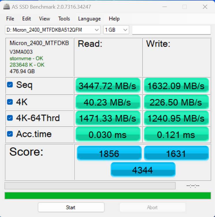 Micron 2400 NVME 512GB PCIe Gen 4 x 4 Internal SSD Storage (M.2 2280)Grade A