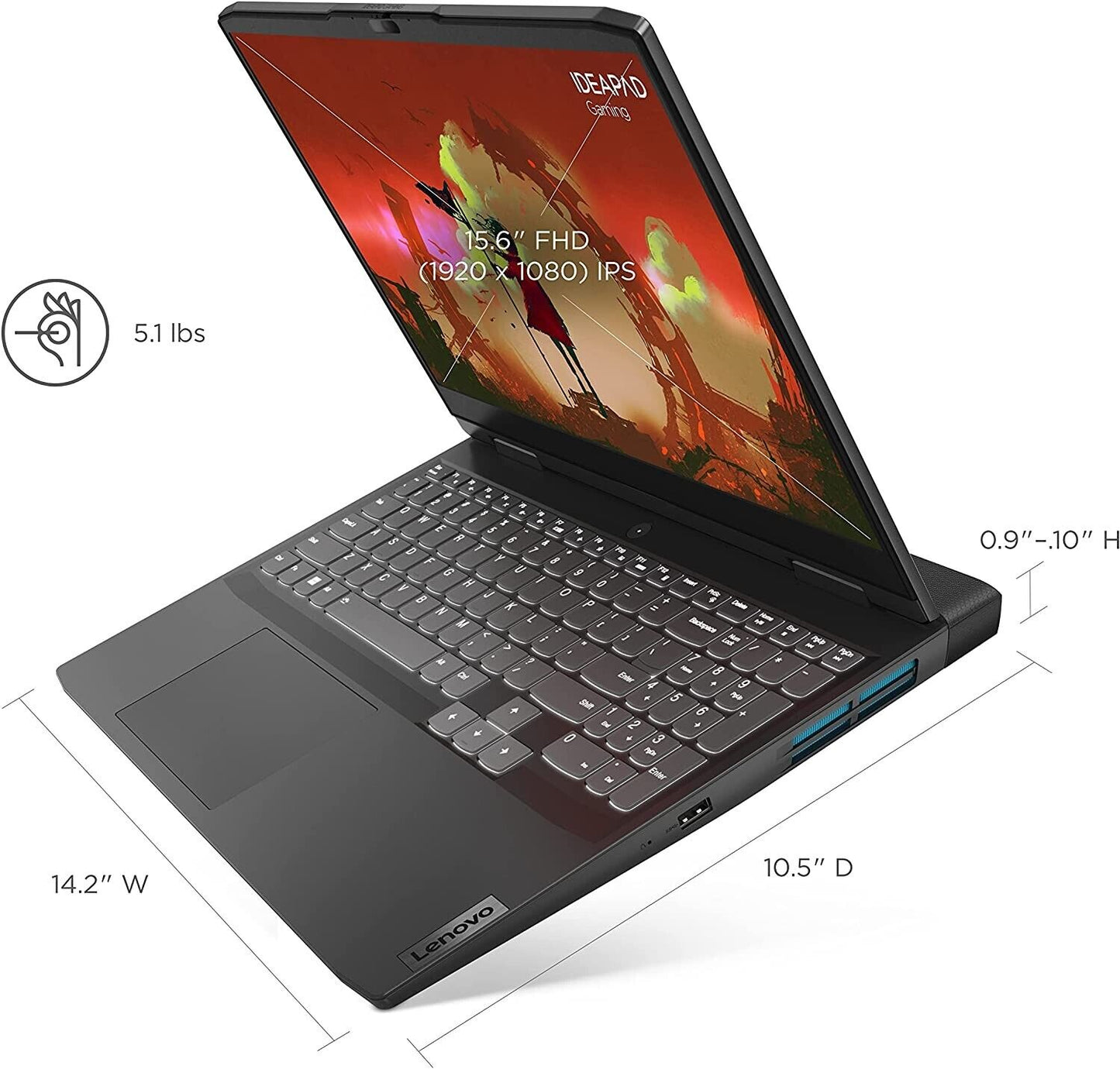 Portátil Lenovo IdeaPad Gaming 3 de 15,6" (Ryzen 5 6600H/16GB/RTX 3050/1TB/120Hz) Grado A