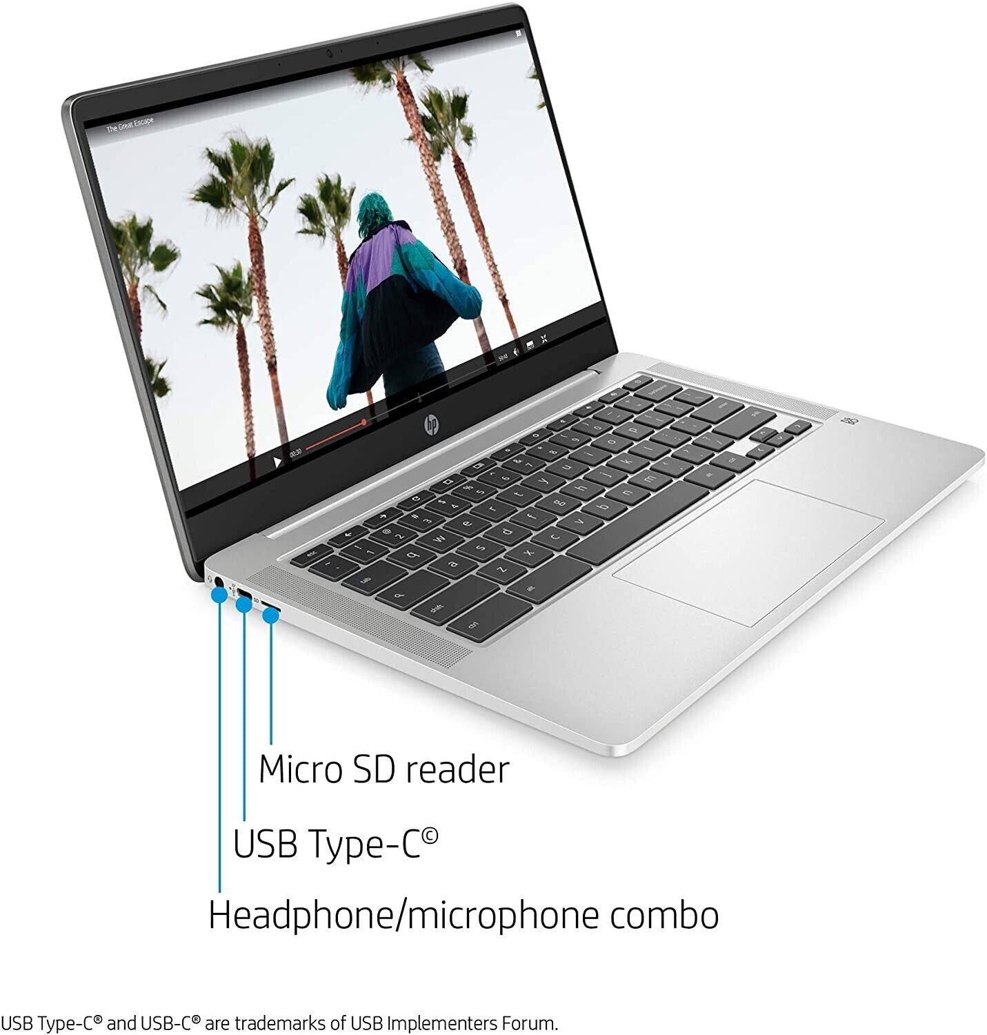 Computadora portátil HP Chromebook 14 2020 (Intel Pentium N5000 de 4 núcleos/4 GB de RAM/Intel HD/64 GB) Grado A