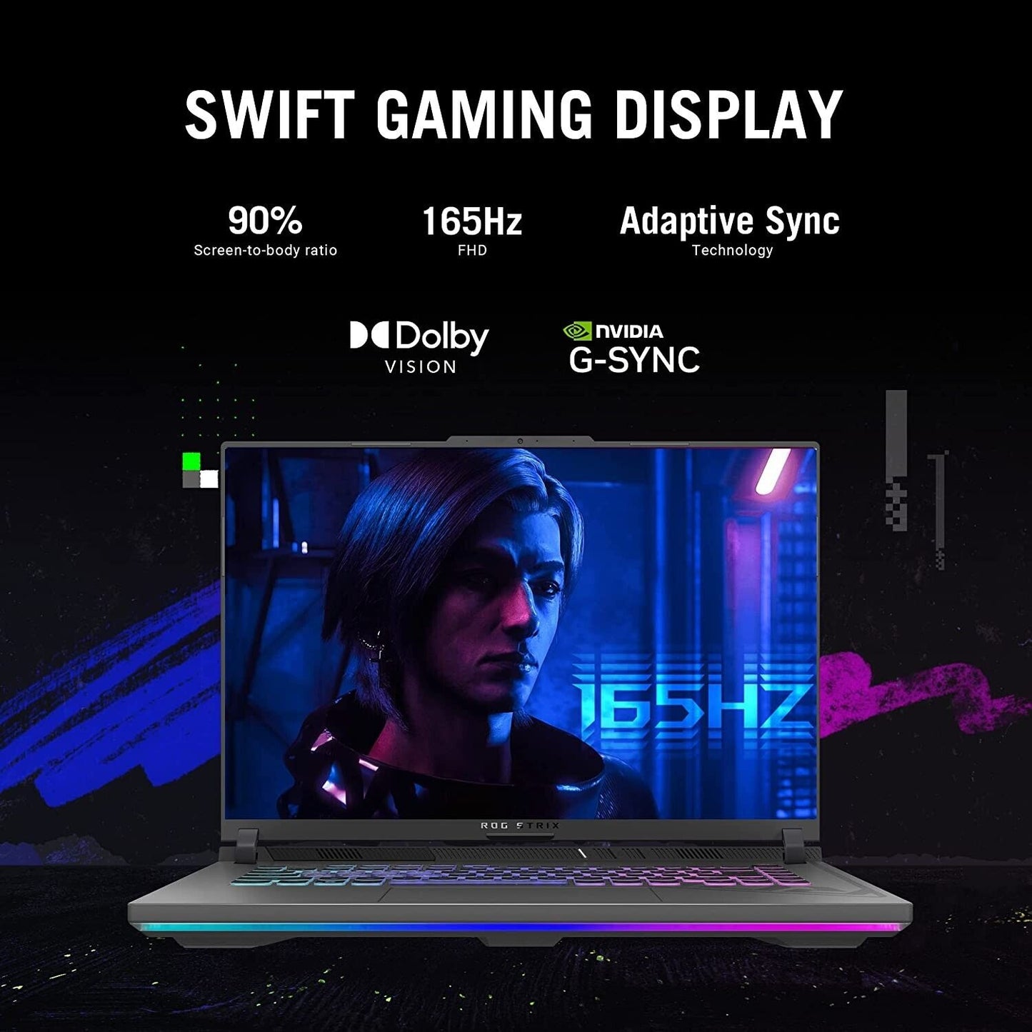 Portátil para juegos ASUS ROG STRIX G16 (Core i7 13650HX/16GB/RTX 4060/1TB Gen4/FHD/165Hz) Grado A