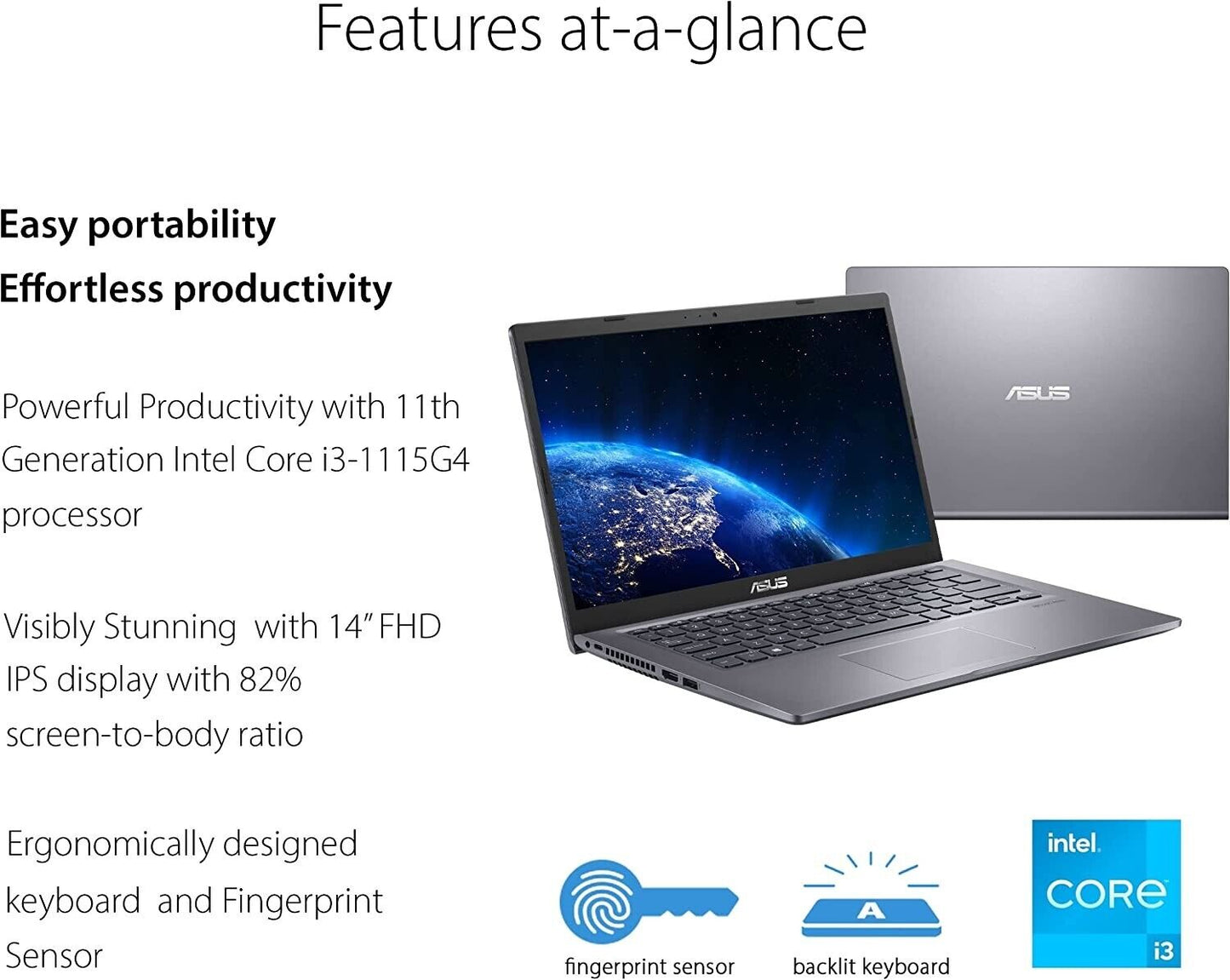 ASUS VivoBook 14 Slim Laptop (i3 1115G4/8GB/Intel UHD/500GB/14" FHD/IPS/Win11)Grade A