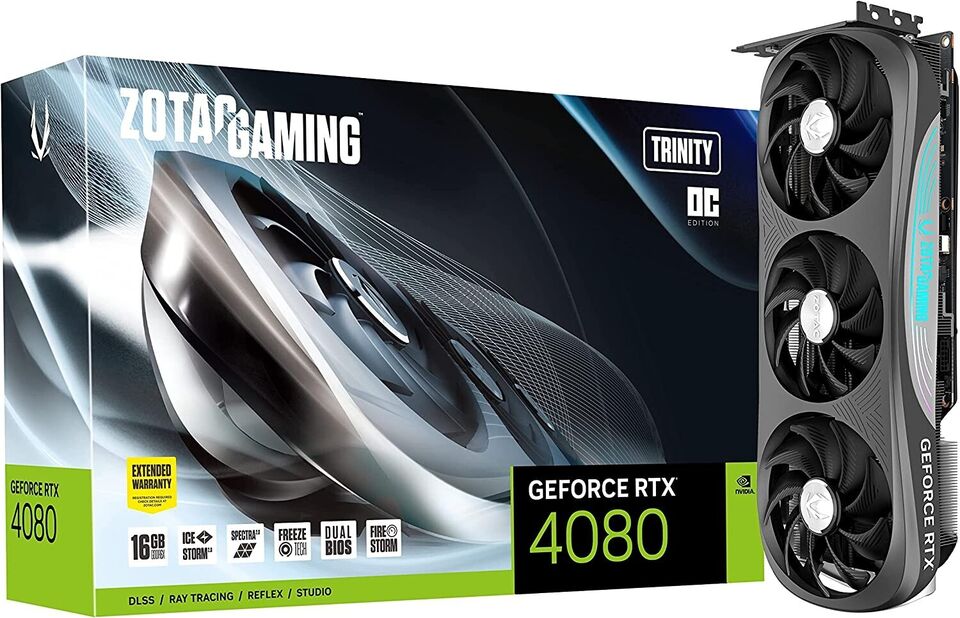 ZOTAC NVIDIA GeForce RTX 4080 Trinity OC 16GB GDDR6X Graphics Card