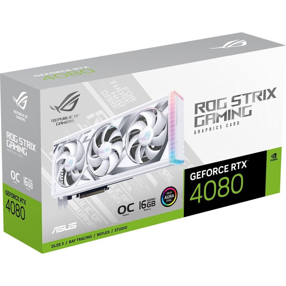 Tarjeta gráfica para juegos ASUS ROG STRIX NVIDIA GeForce RTX 4080 16GB GDDR6X OC Blanco Grado A